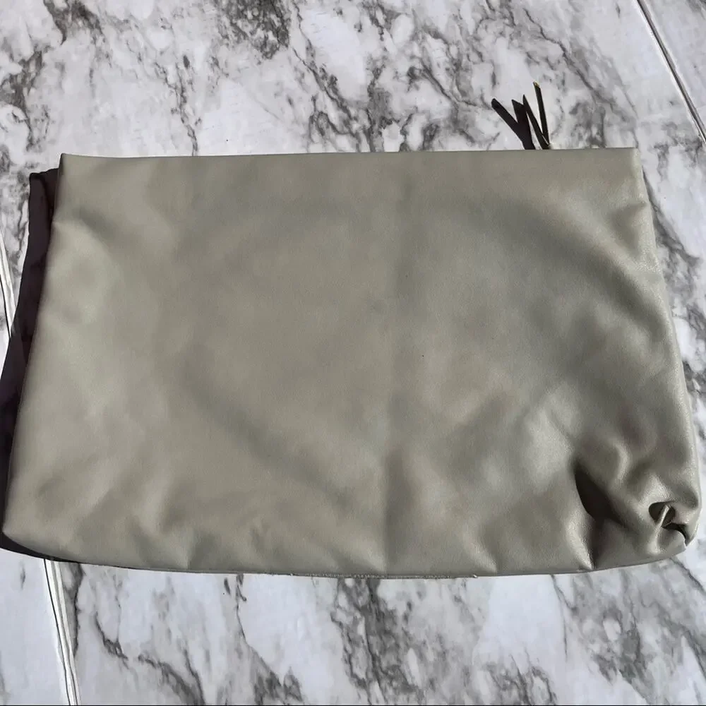 Vintage Oversized Gray Faux Leather Clutch